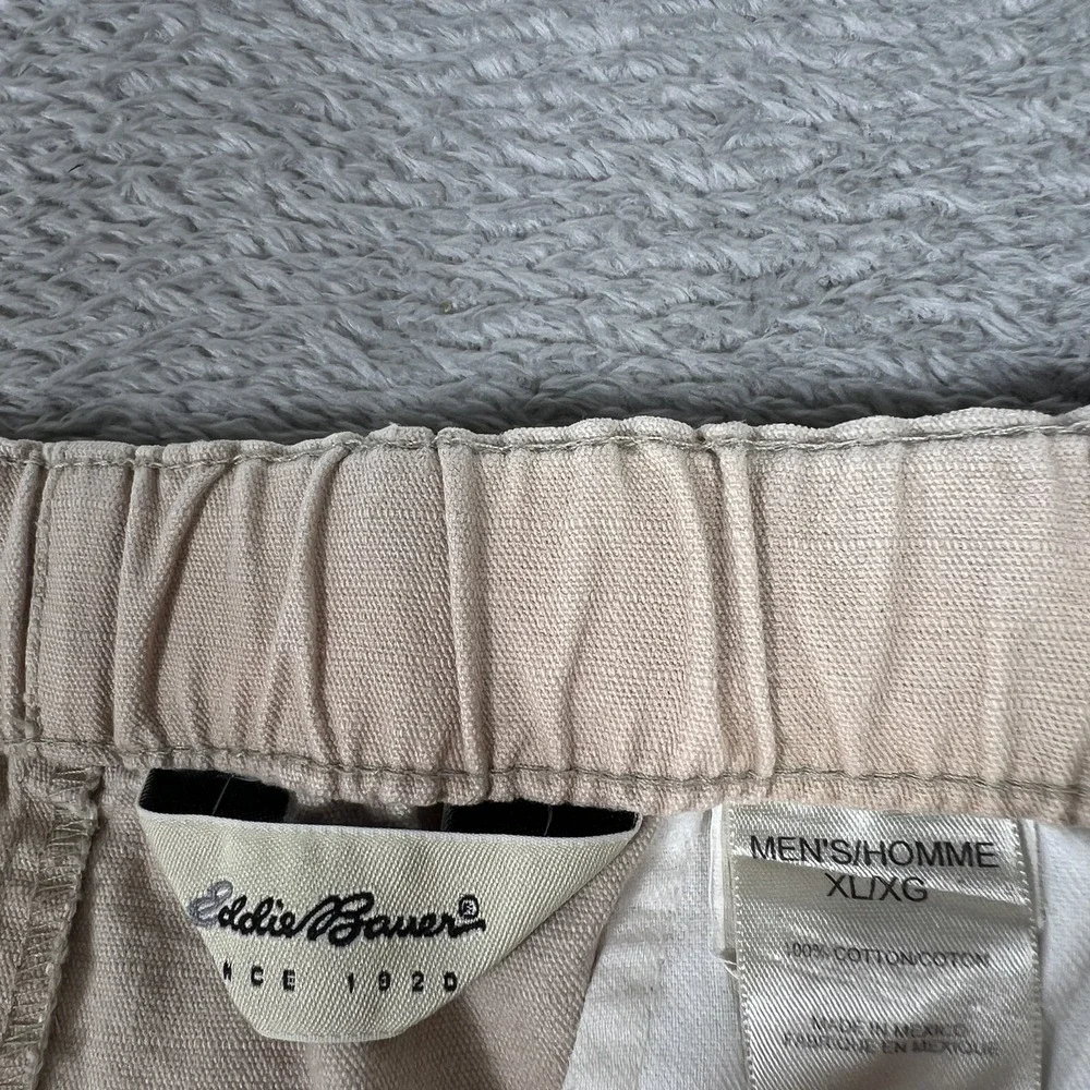 Eddie Bauer Shorts Mens XL Beige Elastic Waist Webbing Belt‎ Hiking Utility